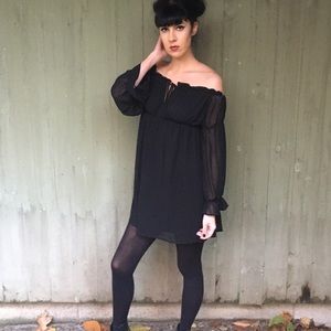 Nasty Gal Black Off Shoulder Long Sleeve Dress